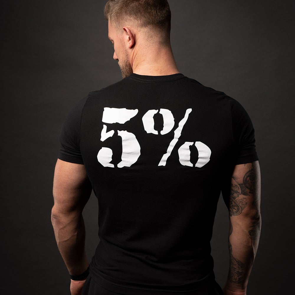 5% ROLLS RICH, BLACK T-SHIRT WITH WHITE LETTERING - Image 3