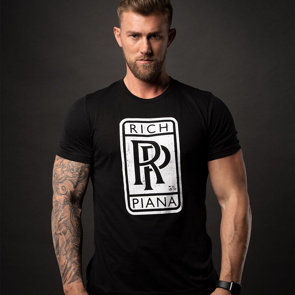 5% ROLLS RICH, BLACK T-SHIRT WITH WHITE LETTERING - Image 4